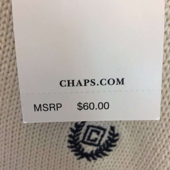 Chaps Mens XL Cream Sweater Long Sleeve Logo Iconic Crew New K85 - Picture 4 of 5